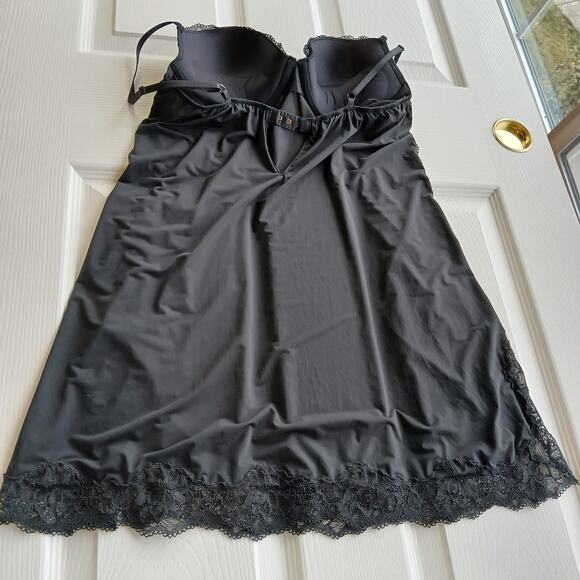 VS Padded Cup Mini Slip Dress 36C black underwire adjustable straps lace nylon - Picture 7 of 14
